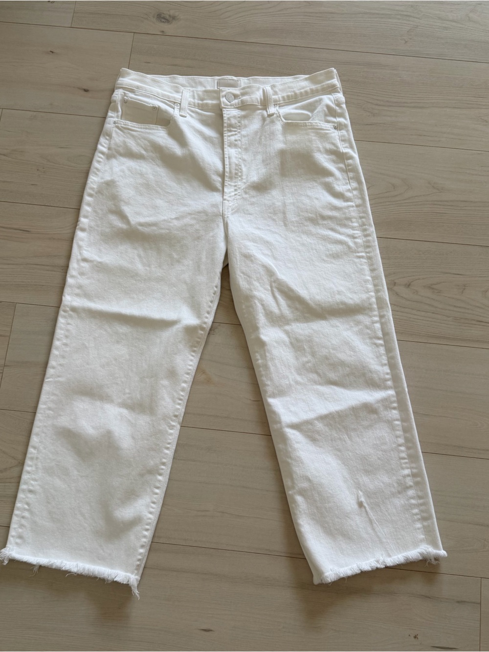 MOTHER White The Rambler Zip Ankle Jeans Size 34